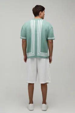 Chemise Tricotée À Rayures Décontractée