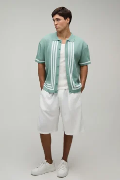 Chemise Tricotée À Rayures Décontractée
