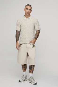 boohooMAN Chemise Tricotée À Tissage Nattée Coupe Regular En Mélange De Coton<Homme Nouveautés Grande Taille|Tout Afficher