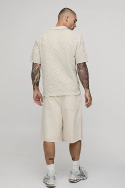 boohooMAN Chemise Tricotée À Tissage Nattée Coupe Regular En Mélange De Coton<Homme Nouveautés Grande Taille|Tout Afficher