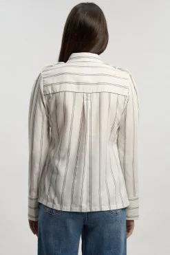 Chemise Utilitaire en Coton Tissé à Rayures Audacieuses