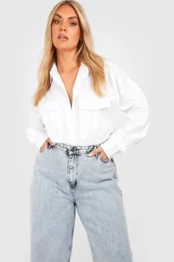 Chemise utilitaire en popeline de coton surdimensionnée Boohoo Basics Plus