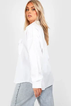 Chemise utilitaire en popeline de coton surdimensionnée Boohoo Basics Plus