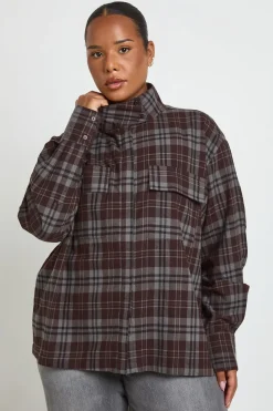 Chemise Utilitaire Grande Taille En Coton Col Cheminée
