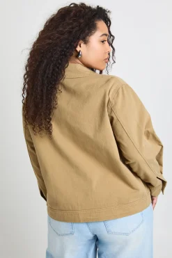 boohoo Chemise Utilitaire Oversize En Sergé Grande Taille<Femme Tops