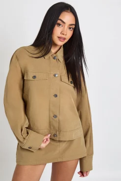 boohoo Chemise Utilitaire Oversize En Sergé<Femme Tops D’Automne|Tops