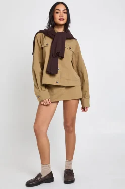 boohoo Chemise Utilitaire Oversize En Sergé<Femme Tops D’Automne|Tops