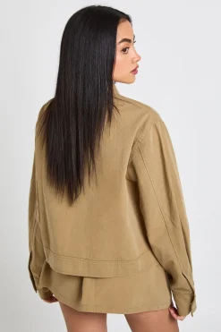 boohoo Chemise Utilitaire Oversize En Sergé<Femme Tops D’Automne|Tops