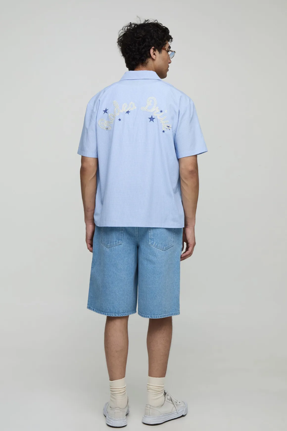 Chemise Western à carreaux brodée surdimensionnée