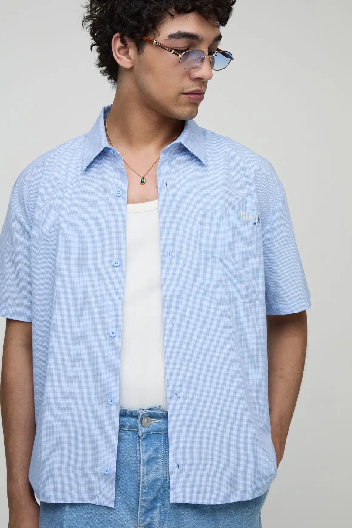 Chemise Western à carreaux brodée surdimensionnée