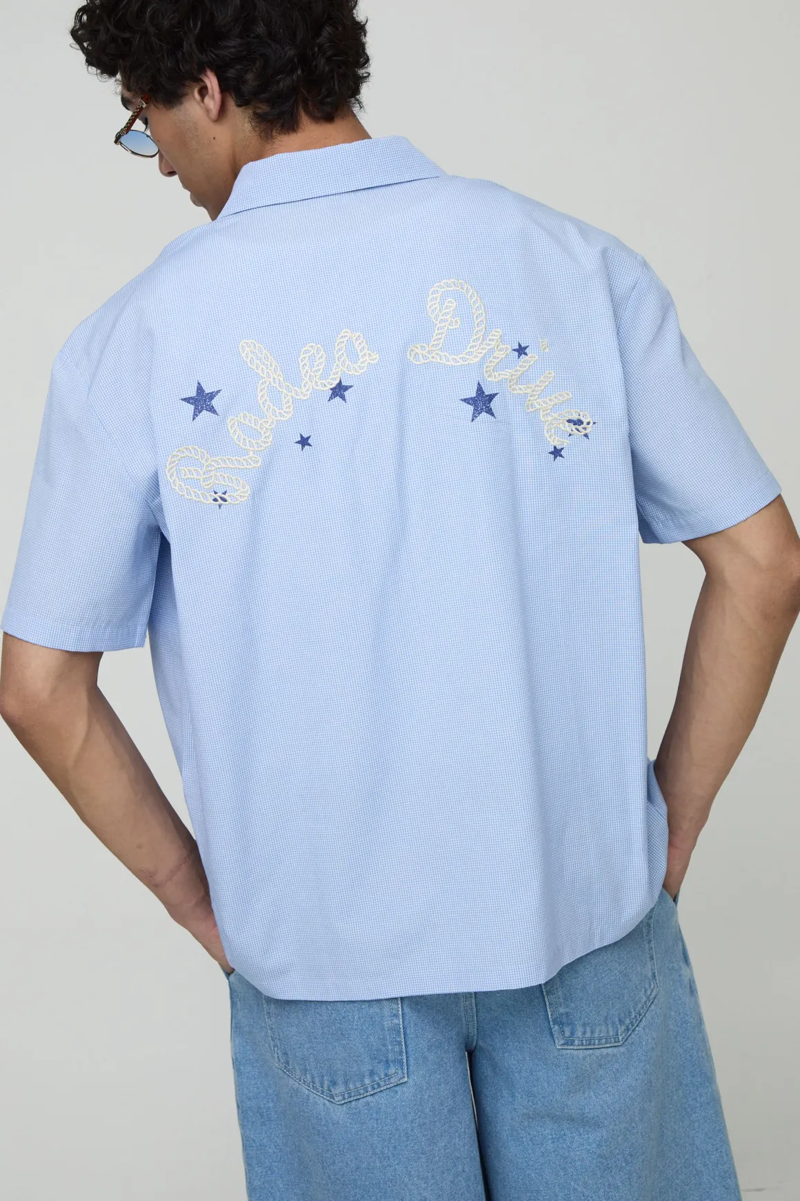 Chemise Western à carreaux brodée surdimensionnée