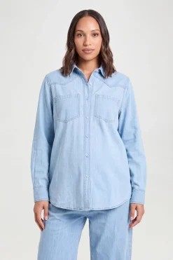 boohoo Chemise Western En Denim De Maternité<Femme Denim|Denim