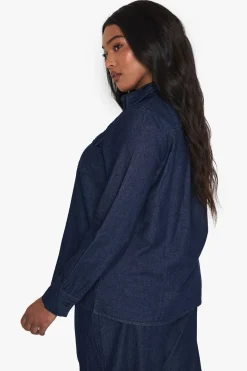 boohoo Chemise Western En Denim Grande Taille<Femme Denim|Looks Preppy