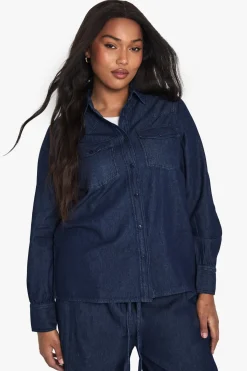 boohoo Chemise Western En Denim Grande Taille<Femme Denim|Looks Preppy