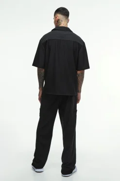 Chemise zippée plissée texturée longue