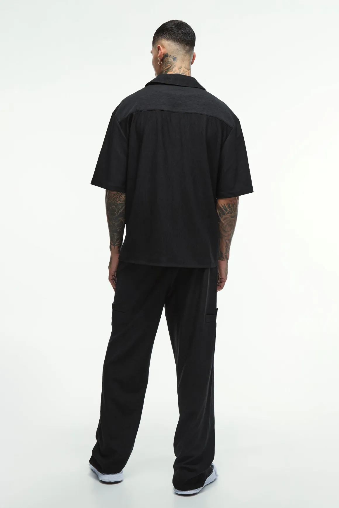 Chemise zippée plissée texturée longue