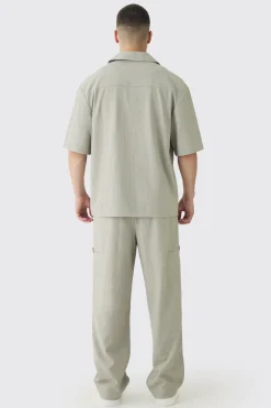 Chemise à zip plissée texturée pour grands