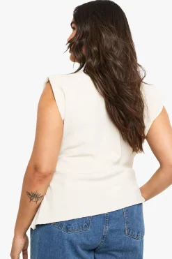 boohoo Chemisier Asymétrique Avec Épaulettes Froncées Plus<Femme Tops