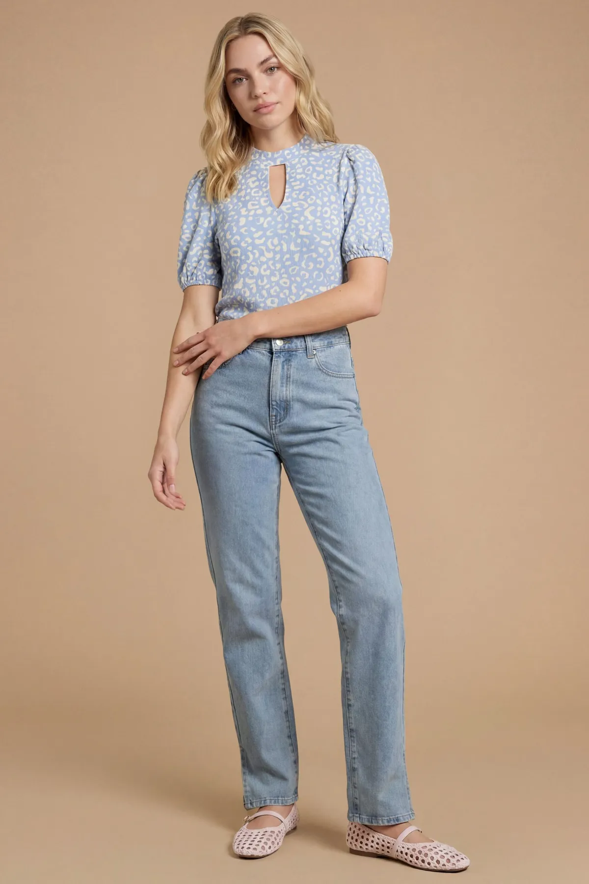Dorothy Perkins Chemisier Imprimé Léopard À Encolure Goutte D'eau Et Manches Bouffantes<Femme Imprimé Léopard|Tops