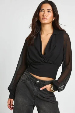 boohoo Chemisier Cache-cœur Ample En Mousseline<Femme Tops