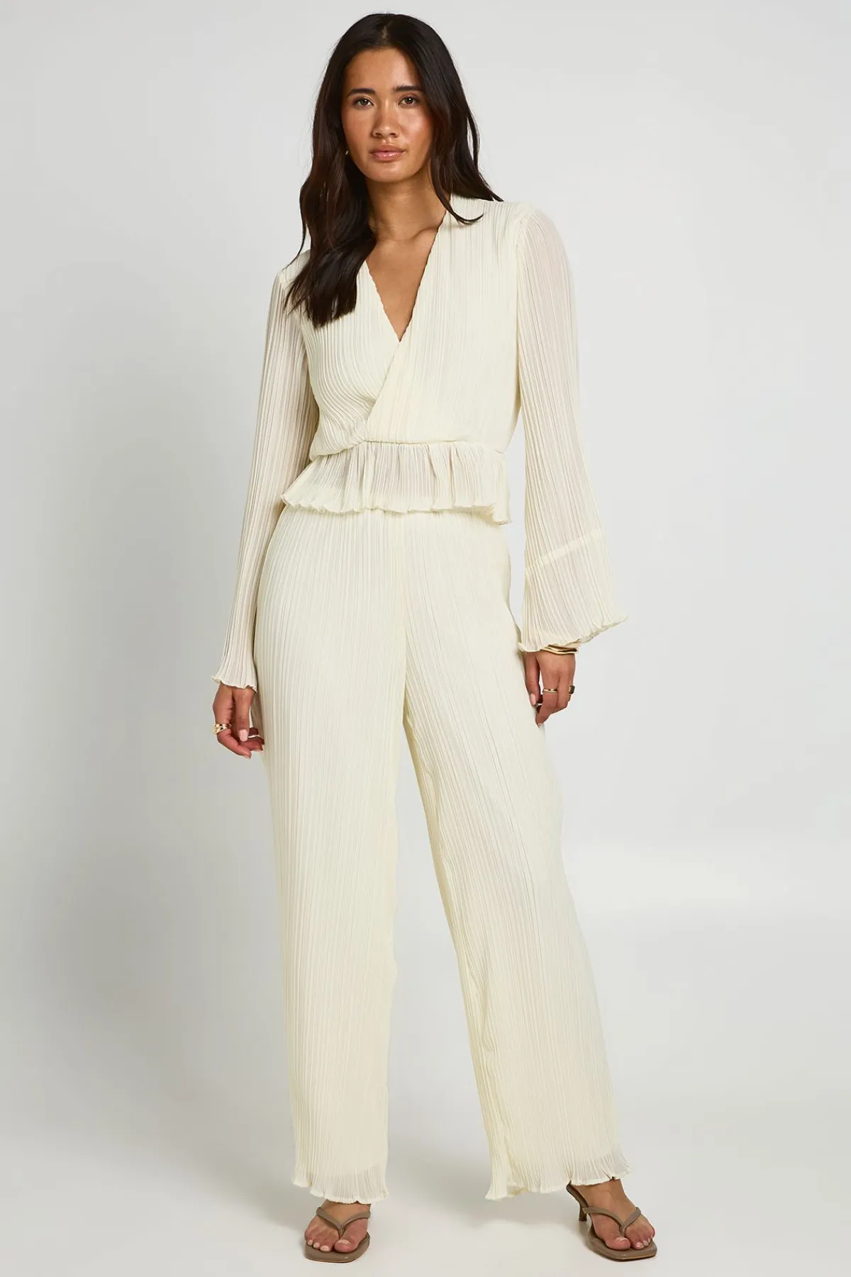 boohoo Chemisier Cache-cœur Plissé À Basque<Femme Tops
