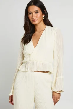 boohoo Chemisier Cache-cœur Plissé À Basque<Femme Tops