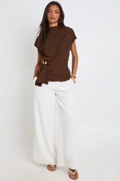 boohoo Chemisier Col Bénitier Avec Bordure Dorée Martelée Tall<Femme Tops