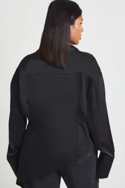 Chemisier Col Bénitier En Satin Grande Taille