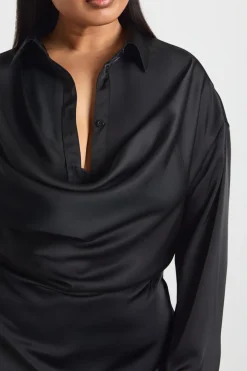 Chemisier Col Bénitier En Satin Grande Taille