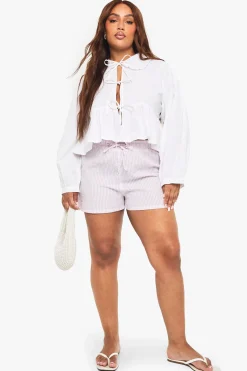 boohoo Chemisier à col en coton avec noué à l'avant<Femme Tops