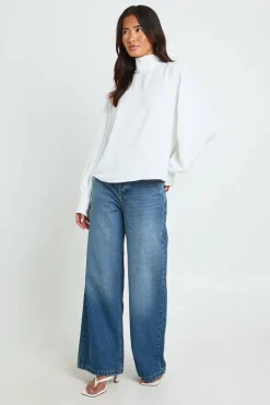 boohoo Chemisier Col Montant À Manches Ballon<Femme Tops