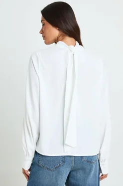 boohoo Chemisier Col Montant À Manches Ballon<Femme Tops