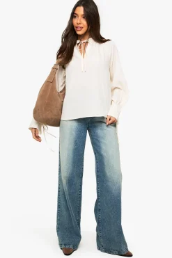 boohoo Chemisier à col noué et froissé<Femme Tops D’Automne|Tops
