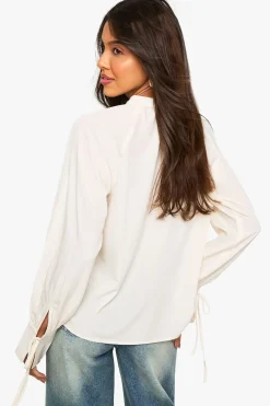 boohoo Chemisier à col noué et froissé<Femme Tops D’Automne|Tops