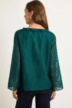Wallis Chemisier Col V À Détail De Volants Effet Dévoré<Femme Tops D’Automne|Tops