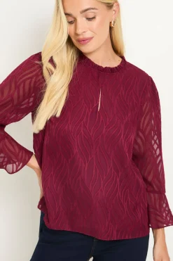 Wallis Chemisier Col À Volants En Tissu Dévoré Petite<Femme Tops D’Automne|Tops