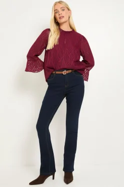 Wallis Chemisier Col À Volants En Tissu Dévoré Petite<Femme Tops D’Automne|Tops