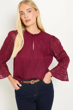 Wallis Chemisier Col À Volants En Tissu Dévoré Petite<Femme Tops D’Automne|Tops