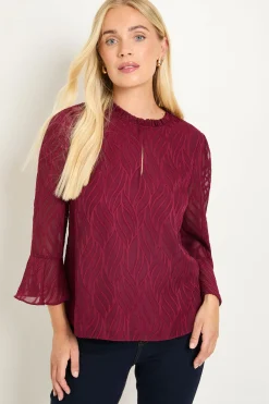 Wallis Chemisier Col À Volants En Tissu Dévoré Petite<Femme Tops D’Automne|Tops