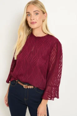 Wallis Chemisier Col À Volants En Tissu Dévoré Petite<Femme Tops D’Automne|Tops