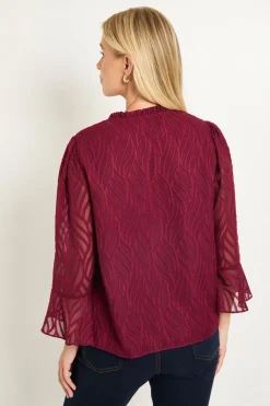 Wallis Chemisier Col À Volants En Tissu Dévoré Petite<Femme Tops D’Automne|Tops
