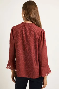 Wallis Chemisier À Col À Volants En Tissu Dévoré<Femme Tops D’Automne|Tops