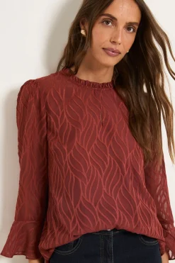 Wallis Chemisier À Col À Volants En Tissu Dévoré<Femme Tops D’Automne|Tops