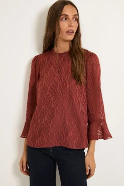 Wallis Chemisier À Col À Volants En Tissu Dévoré<Femme Tops D’Automne|Tops