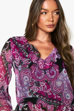 Chemisier en chiffon Paisley à volants