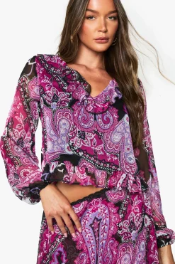 Chemisier en chiffon Paisley à volants