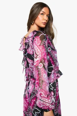 Chemisier en chiffon Paisley à volants