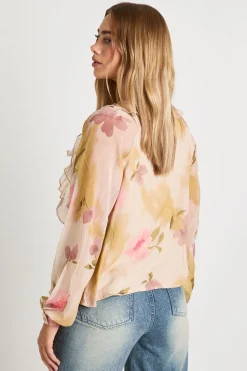 boohoo Chemisier en chiffon à volants floral<Femme Tops