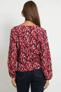 Wallis Chemisier En Jersey À Motif Abstrait Avec Nœud<Femme Tops|Looks Bordeaux