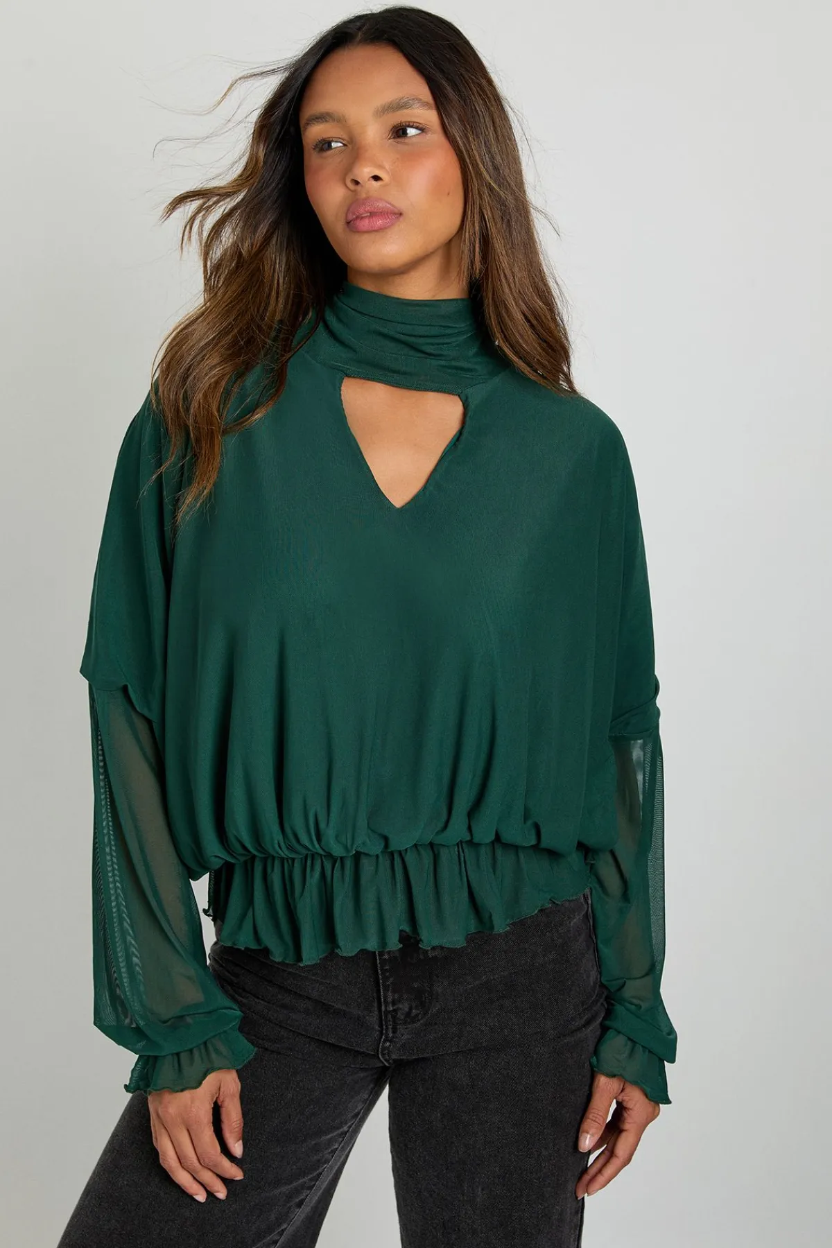 boohoo Chemisier en maille à col en V avec foulard<Femme Tops D’Automne|Tops